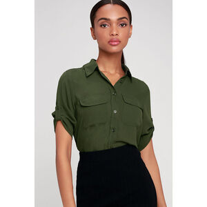 Lulus Best Of Friends Olive Green Button-up Top - Size M